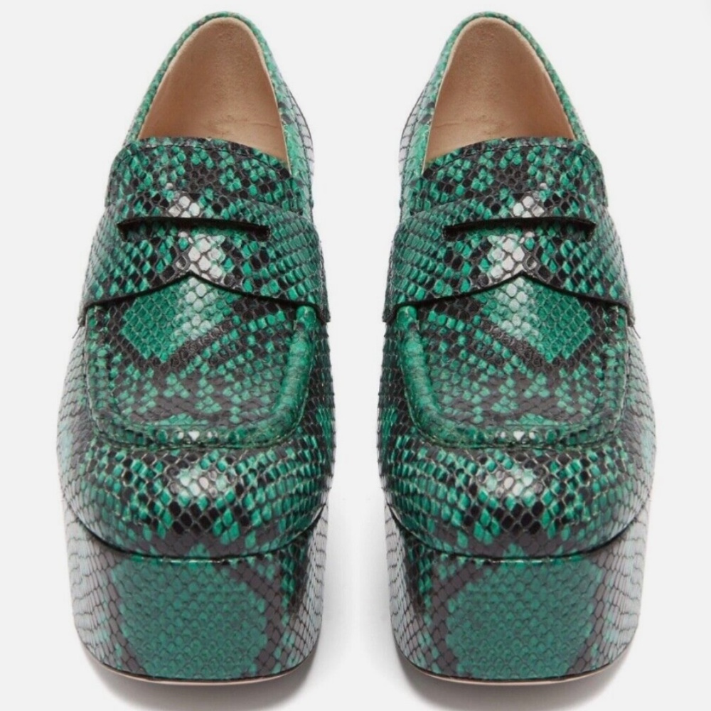 SOLD MIU MIU Prada Snake effect snakeskin platforms loafers 70's sz 5.5